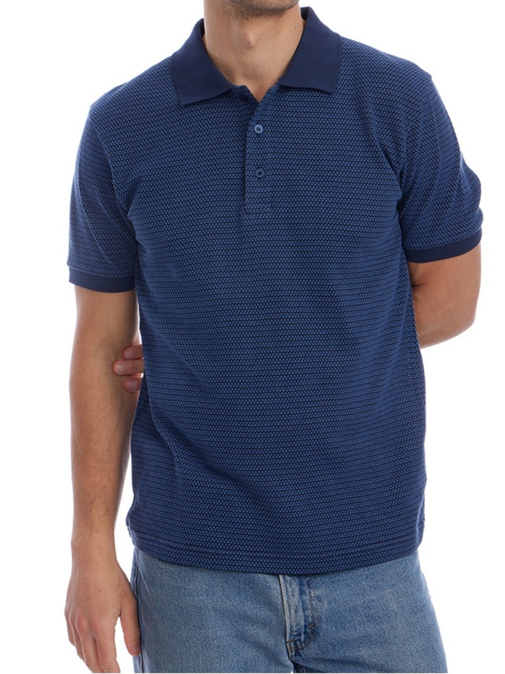 NWT - PX Clothing Owen Jacquard Knit Polo Shirt Navy XL